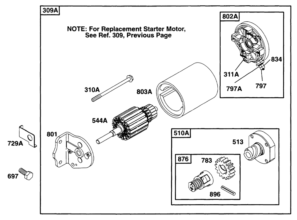 Electric Starter 1 Diagram and Parts List for 171432-0301-XX  Briggs and Stratton Engine
